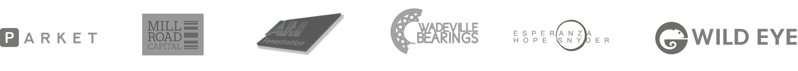 parket logo mill road capital logo am fene logo wadeville bearings logo esperanza hope snyder logo wild eye logo